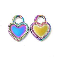 Rainbow Color Ion Plating(IP) 304 Stainless Steel Pendants, Heart Charms, Rainbow Color, 18x14x3mm, Hole: 4.5x5mm