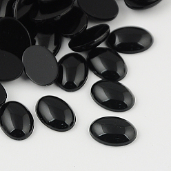 Noir Accessoires embellissements d'album de vêtements taiwan cabochons en strass acrylique, dos plat, ovale, noir, 25x18x6mm