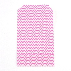 Deep Pink White Kraft Paper Bags, No Handles, Storage Bags, Wave Pattern, Wedding Party Birthday Gift Bag, Deep Pink, 15x8.3x0.02cm
