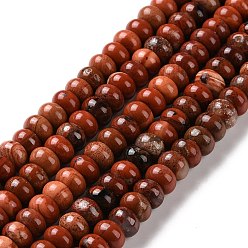 Jaspe Rouge Rouge naturel perles de jaspe brins, classe ab, rondelle, 8x5mm, Trou: 1.2mm, Environ 70~74 pcs/chapelet, 14.76~15.08'' (37.5~38.3 cm)