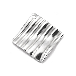 Stainless Steel Color 201 Stainless Steel Pendants, Rhombus Charm, Stainless Steel Color, 22.5x22.5x1.5mm, Hole: 1.2mm