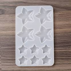 White Star Cabochon DIY Silicone Molds, Resin Casting Molds, for UV Resin, Epoxy Resin Craft Making, White, 197x155x5mm, Inner Diameter: 19~43mm
