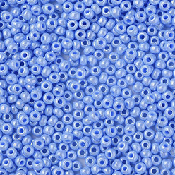 Azul Claro 8/0 rocallas de cristal opaco checo, Abrillantado, rondo, azul claro, 3x2 mm, agujero: 1 mm, sobre 500 g / bolsa