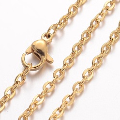 Golden Ion Plating(IP) 304 Stainless Steel Necklace, Cable Chains, with Lobster Clasps, Golden, 23.6 inch(600mm), 2.3mm