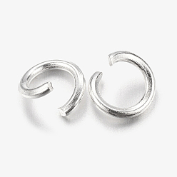 Silver Iron Jump Rings, Open, Silver Color Plated, Single Ring, 21 Gauge, 4x0.7mm, Inner Diameter: 2.6mm, about 29000pcs/1000g