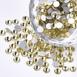 Jonquil Glass Flat Back Rhinestone Cabochons, Back Plated, Faceted Half Round, Jonquil, SS20, 4.6~4.8x2mm, about 1440pcs/bag