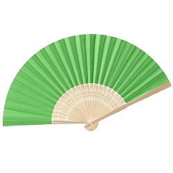 Verde Lima Bambú con abanico plegable de papel en blanco., ventilador de bambú de bricolaje, para la decoración del baile de la boda del partido, verde lima, 210 mm