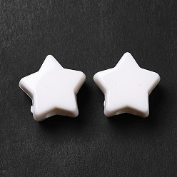 Blanc Perles acryliques opaques, étoiles, blanc, 12x12.5x7mm, Trou: 3.6mm, environ920 pcs / 500 g