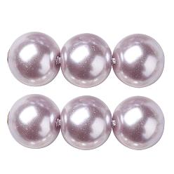 Thistle Eco-Friendly Glass Pearl Beads Strands, Grade A, Round, Dyed, Cotton Cord Threaded, Thistle, 10mm, Hole: 1.2~1.5mm, about 42pcs/strand, 15.7 inch