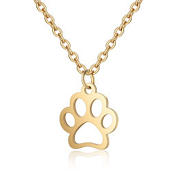 Golden 201 Stainless Steel Pendants Necklaces, Dog's Paw, Golden, 16.3 inch(40cm)x1mm