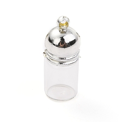 Clear Glass Bottle Pendants, with Plastic Cap, Openable Perfume Bottle, Refillable Bottles, Clear, 29mm, Hole: 2.5mm