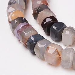 Gray Natural Botswana Agate Beads Strands, Faceted, Rondelle, Dyed, Gray, 15.5x15x9mm, Hole: 1.5mm, 42pcs/strand, 15.6 inch(39.5cm)
