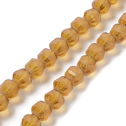 Pérou Plaquent verre transparent perles brins, givré, facette, lanterne, Pérou, 7x7.8x7.5mm, Trou: 1.5mm, Environ 72 pcs/chapelet, 20.79'' (52.8 cm)