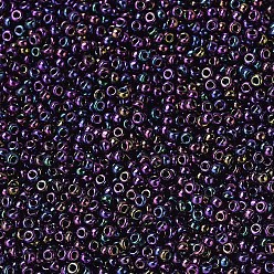 (RR454) Metallic Dark Plum Iris MIYUKI Round Rocailles Beads, Japanese Seed Beads, 11/0, (RR454) Metallic Dark Plum Iris, 2x1.3mm, Hole: 0.8mm, about 50000pcs/pound