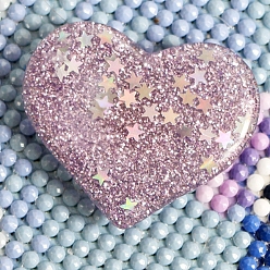 Lilac Diamond Painting Magnet Cover Holders, Resin Locator, with Glitter PowderPositioning Tools, Heart, Lilac, 35x35x18mm