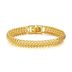 Golden SHEGRACE Brass Chain Bracelets, with Curb Chains and Ball Chains, Real 18K Gold Plated, 6-7/8 inch(17.5cm)