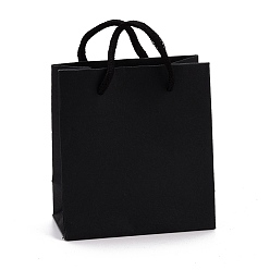 Черный Прямоугольные бумажные пакеты, с ручками, для подарочных пакетов и сумок, чёрные, 12x11x0.6 см