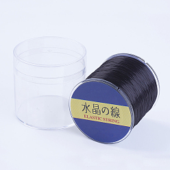 Черный Японский плоский эластичный хрустальный шнур, эластичная нить для бисера, для изготовления эластичного браслета, чёрные, 0.8 мм, 300 ярдов / рулон, 900 фут / рулон