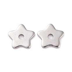 Stainless Steel Color 304 Stainless Steel Beads, Star, Stainless Steel Color, 8x8x1mm, Hole: 1.5mm