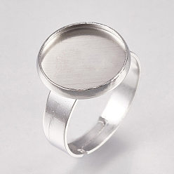 Color de Acero Inoxidable 304 configuración de anillo de placas de acero inox, ajustable, plano y redondo, color acero inoxidable, Bandeja: 12 mm, 7 tamaño (17 mm)