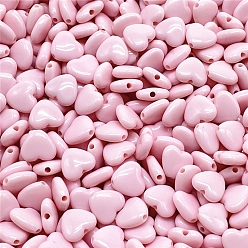 Бледно-Розовый Непрозрачные акриловые бусины, сердце, розовый жемчуг, 9 мм, 50 шт / пакет