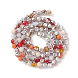 Rouge Indien Perles en verre electroplate, à facettes (32 facettes), demi-argenté, ronde, rouge indien, 6x5mm, Trou: 1.4mm, Environ 100 pcs/chapelet, 20.87'' (53 cm)