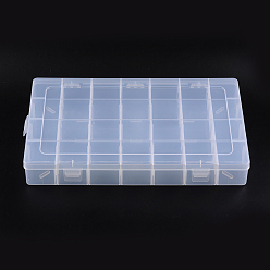 Clear Plastic Beads Containers, Adjustable Dividers Box, Clear, Rectangle, 22cm wide, 35cm long, 5cm thick
