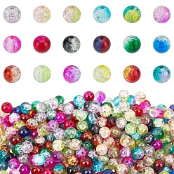 Mixed Color DIY Baking Painted Crackle Glass Beads Stretch Bracelet Making Kits, include Sharp Steel Scissors, Elastic Crystal Thread, Stainless Steel Beading Needles, Mixed Color, Beads: 4mm, Hole: 1.1~1.3mm, 4500pcs/set