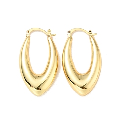 Real 18K Gold Plated Rack Plating Brass Chunky Hoop Earrings for Women, Cadmium Free & Lead Free, Real 18K Gold Plated, 38.5x21x6mm, Pin: 0.5x1.6mm