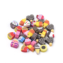 Mixed Color Handmade Polymer Clay Cabochons, Cake, Mixed Color, 6x6x4mm, 100pcs/bag