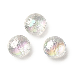 Clear AB Transparent UV Plating Rainbow Iridescent Acrylic Beads, Flat Round, Clear AB, 15.3x16.5x9.7mm, Hole: 2mm
