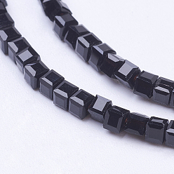 Noir En forme de cube de perles de verre de cristal brins, facette, noir, 2x2x2mm, Trou: 1mm, Environ 101 pcs/chapelet, 9 pouce