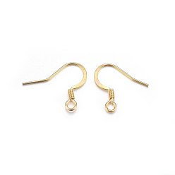 Real 18K Gold Plated 304 Stainless Steel French Earring Hooks, Flat Earring Hooks, Ear Wire, Real 18K Gold Plated, 15x17x2mm, Hole: 2mm, 21 Gauge, Pin: 0.7mm