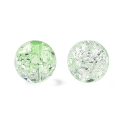 Vert Clair Transparent perles acryliques craquelés, ronde, vert clair, 8x7.5mm, Trou: 1.8mm, à propos de 1700pc / 500g