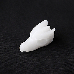 White Jade Natural White Jade Sculpture Display Decorations, for Home Office Desk, Dragon Head, 36.5~38x20.5x20.5~22.5mm