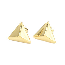Golden Ion Plating(IP) 304 Stainless Steel Triangle Stud Earrings for Women, Golden, 12.5x14x4mm, Pin: 0.7mm