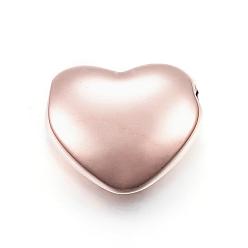 Oro Rosa Revestimiento iónico (ip) 304 perlas de acero inoxidable, corazón, oro rosa, 11x12.5x5 mm, agujero: 2 mm