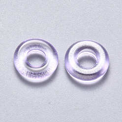 Lilas Perles de verre peintes par pulvérisation transparent, avec de la poudre de paillettes, anneau, lilas, 10x3mm, Trou: 4mm