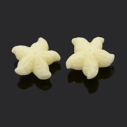Beige Synthetic Coral Beads, The Ocean Undersea World Series, Starfish/Sea Stars, Dyed, Beige, 16x6mm, Hole: 1.5mm