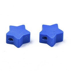 Синий Бусины из полимерной глины , звезда, синие, 8.5~9x9~9.5x4~5 мм, отверстие : 1.6 мм