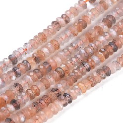 Multi-Moonstone Brins de perles multi-pierres de lune naturelles, rondelle, facette, 3.5x2.5mm, Trou: 0.7mm, Environ 156~157 pcs/chapelet, 15.31 pouces ~ 15.43 pouces (38.9~39.2 cm)