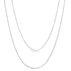 Platinum Rhodium Plated 925 Sterling Silver Thin Dainty Link Chain Necklace for Women Men, Platinum, 15.75 inch(40cm)