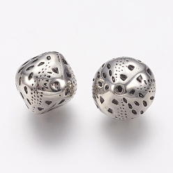Античное Серебро CCB пластиковые шарики, двухконусные, античное серебро, 17x17 мм, отверстие : 1 мм