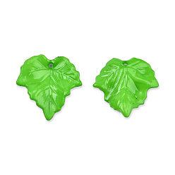 Spring Green Opaque Acrylic Pendants, Leaf, Spring Green, 24x23.5x6mm, Hole: 1.6mm, about 1080pcs/500g