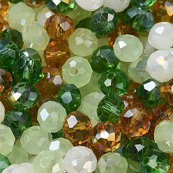 Dark Sea Green Glass Beads, Faceted, Rondelle, Dark Sea Green, 10x8mm, Hole: 1mm, about 67pcs/60g