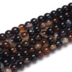 Agate Noire Naturelles agate perles brins, teints et chauffée, Grade b, ronde, 4mm, Trou: 1.2mm, Environ 96 pcs/chapelet, 14.76 pouce (37.5 cm)