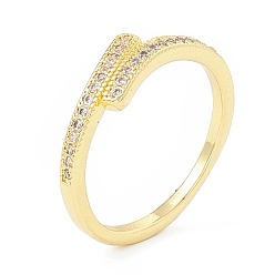 Настоящее золото 18K Открытое кольцо-манжета в форме сердца из прозрачного кубического циркония, украшения из латуни для женщин, без кадмия и без свинца, реальный 18 k позолоченный, размер США 6 (16.5 мм)