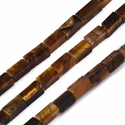 Tiger Eye Natural Tiger Eye Beads Strands, Cuboid, 4~5x2x2mm, Hole: 0.8mm, about 82~84pcs/strand, 14.76~15.15 inch(37.5~38.5cm)