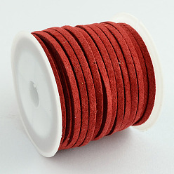 FireBrick Faux Suede Cord, Faux Suede Lace, Red, 3x1.5mm, about 5.46 yards(5m)/roll, 25rolls/bag