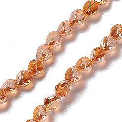 Orange Foncé Perles en verre electroplate, perle plaquée lustre, nuggets, orange foncé, 7x6.5x6mm, Trou: 0.9mm, Environ 90 pcs/chapelet, 24.41 pouce (62 cm)